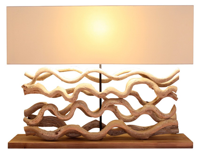 Lampe design originale en bois, pièce de décoration unique